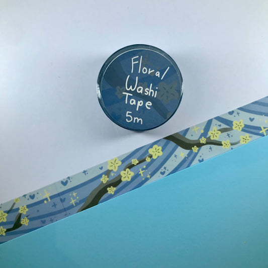Blue floral washi tape